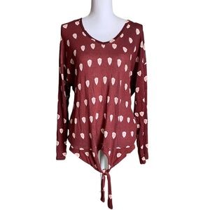 Mixed Women’s Long Sleeve Vneck Tie Front Top Size Large/Grande